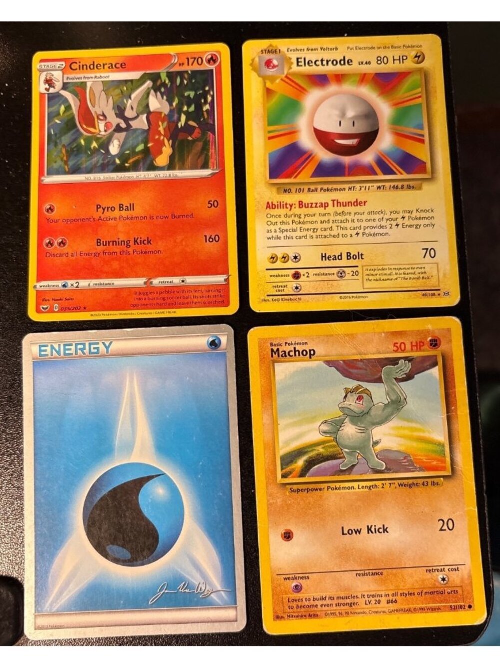 Pokemon Card Lot With Cinderace Electrode Machop & Water Energy
